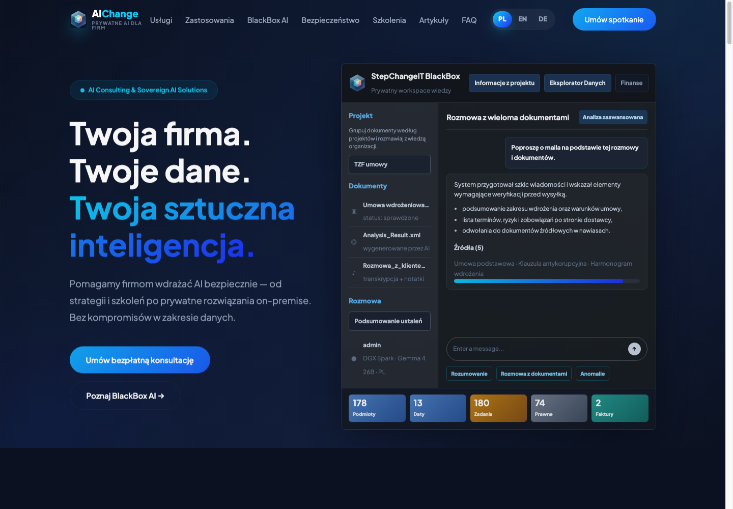Interfejs BlackBox AI do prywatnej pracy z dokumentami
